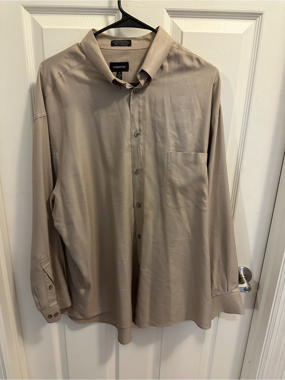 Claiborne Men's Long Sleeve Dress Shirt in Beige Taupe